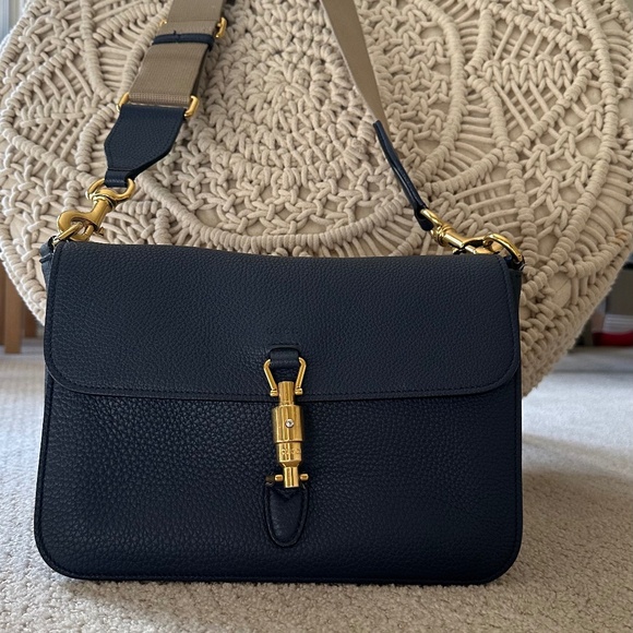 Gucci Handbags - Gucci Soft Leather Shoulder Bag – Navy Blue – Excellent Condition
